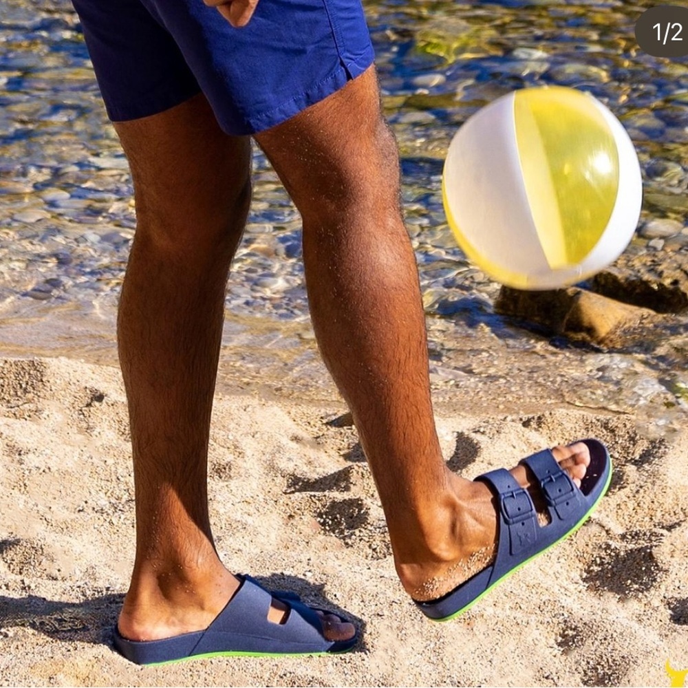 NEW Cacatoes Brazilia Navy Waterproof PVC Beach Slides Size 43/44 (US 9)